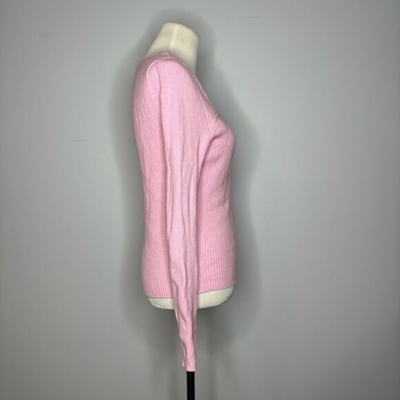 Old Navy- Pink Ribbed Long Sleeve Sweetheart Fit Top - Picture 4 of 4